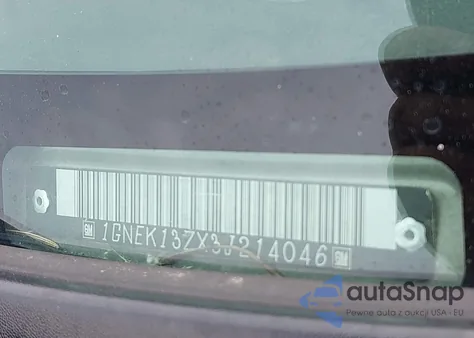 2003 Chevrolet Tahoe Ls z USA, uszkodzony, nr VIN 1GNEK13ZX3J214046